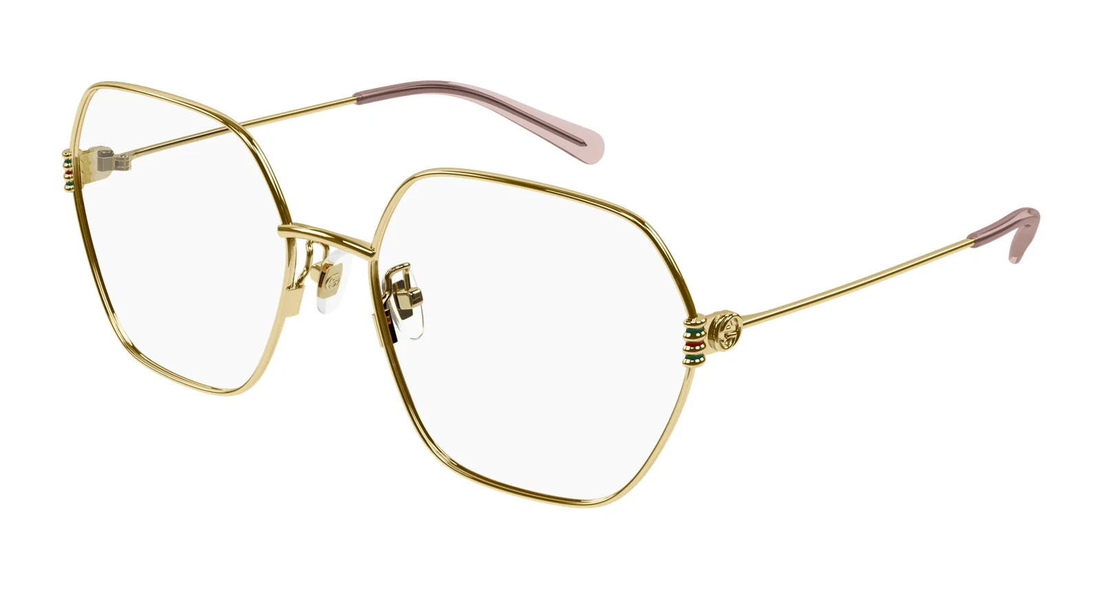 GUCCI GG1285O 001 Rectangular Squared Metal Gold 59 mm Women 2